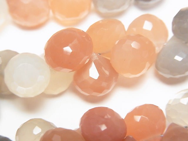 [Video] High Quality Multicolor Moonstone AAA Onion Faceted Briolette half or 1strand beads (aprx.7inch / 18cm)