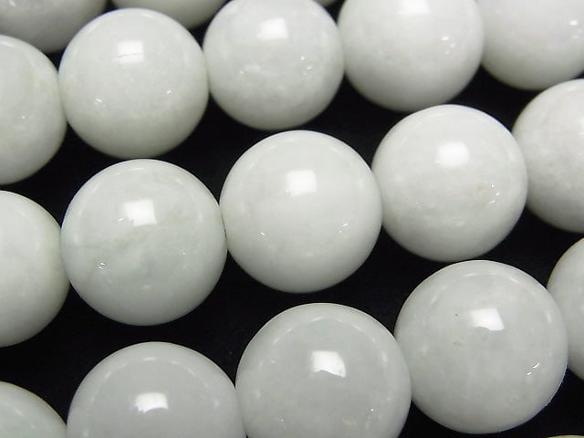 [Video] Burma White Jedite (Jadeite) AA + Round 12 mm half or 1 strand beads (aprx. 15 inch / 37 cm)