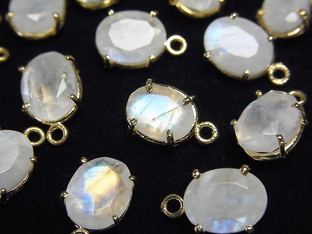 [Video] High Quality Rainbow Moonstone AA++ Bezel Setting Oval Faceted 9x7mm 18KGP 2pcs $8.79!