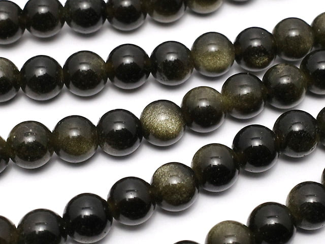 [Video]Golden Obsidian AAA Round 6mm 1strand beads (aprx.15inch/36cm)