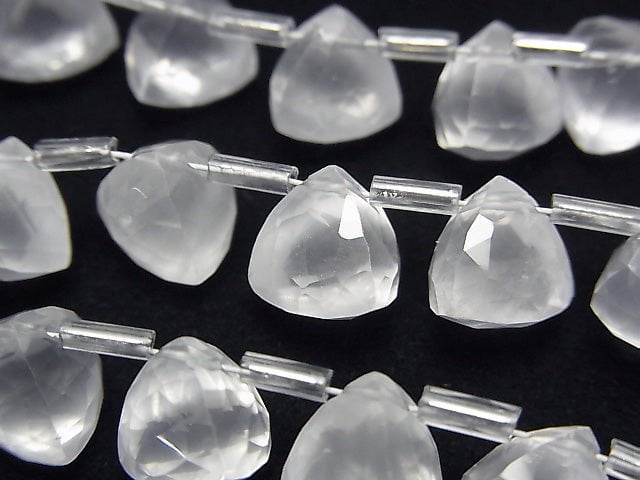 [Video] High Quality Milky Quartz AAA 3D Triangle Cut 8x8x8mm half or 1strand (18pcs)