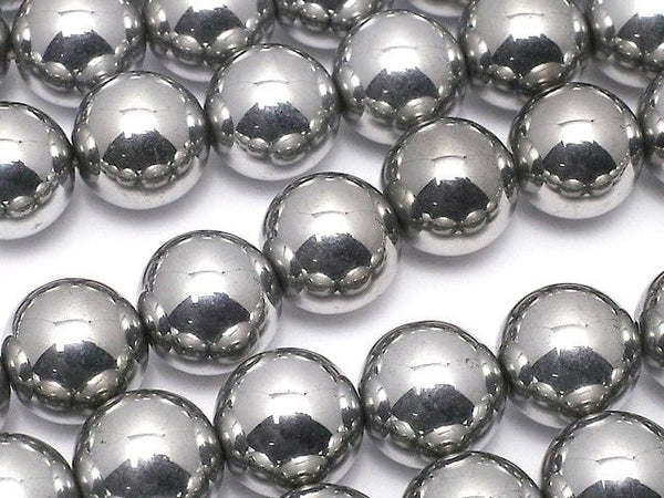 Magnetic! Hematite Round 10mm Silver coating 1strand beads (aprx.15inch / 38cm)