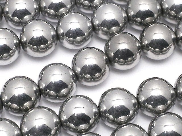 Magnetic! Hematite Round 10mm Silver coating 1strand beads (aprx.15inch / 38cm)