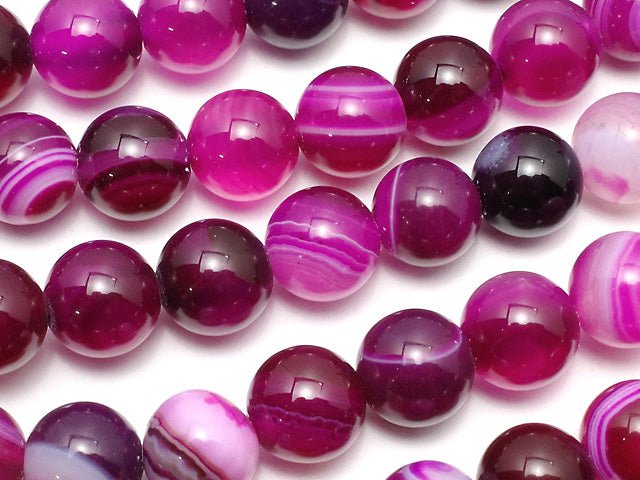 [Video] Pink stripe agate Round 8mm 1strand beads (aprx.15inch / 36cm)