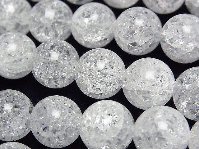 Cracked Crystal Round 12mm NO.2 (many cracks) 1/4 or 1strand beads (aprx.15inch/36cm)