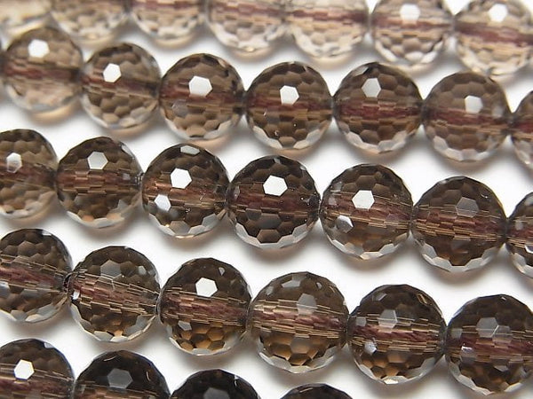 [Video] High Quality!  Smoky Quartz AAA 128Faceted Round 8mm "Special cut" half or 1strand