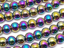 Hematite Round 6mm metallic coating 1strand beads (aprx.15inch / 38cm)