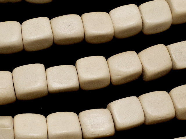 White Wood Cube 9x9x9mm 1strand beads (aprx.15inch / 38cm)
