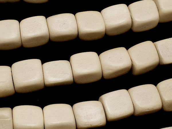 White Wood Cube 9x9x9mm 1strand beads (aprx.15inch / 38cm)