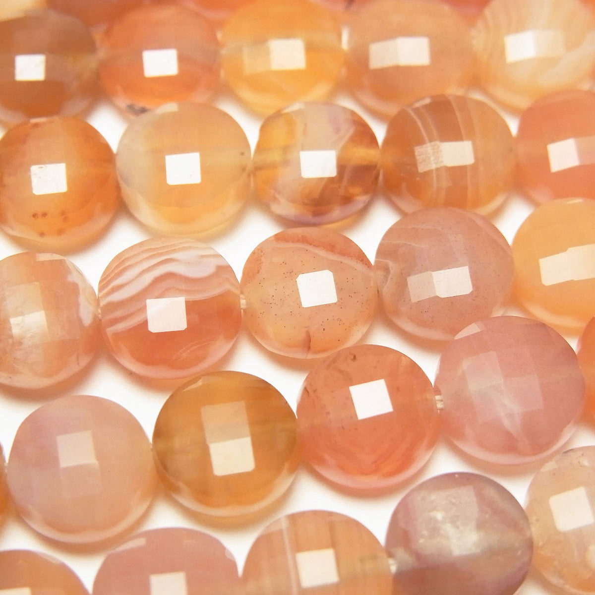 High Quality! Orange Botswana Agate Faceted Coin 8x8x5mm 1strand beads (aprx.15inch/36cm)