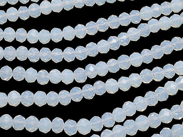 1strand $1.79! Glass Beads  Faceted Button Roundel 4 x 4 x 3 mm White NO.3 1strand beads (aprx.16 inch / 40 cm)