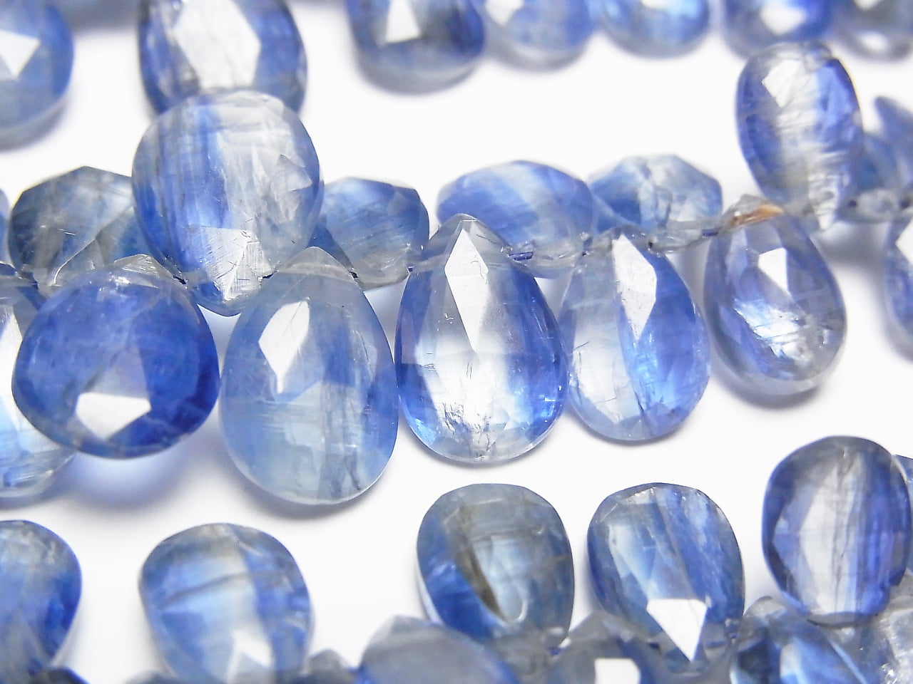 Kyanite AA++ Pear shape Faceted Briolette half or 1strand beads (aprx.7inch/18cm)