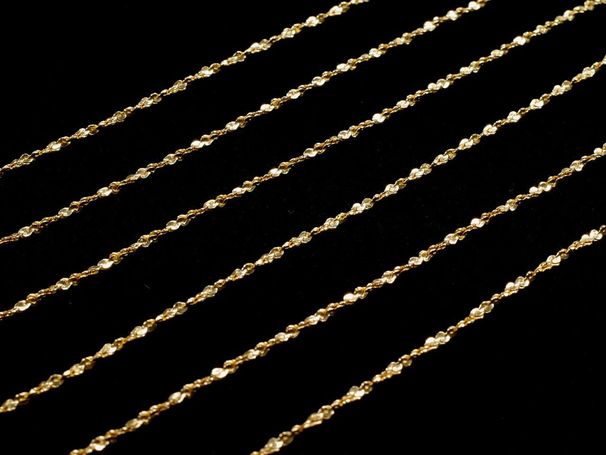 Chaîne Torsadée Argent 925 (en S) 1mm Plaqué Or 18K [40cm][45cm][50cm][60cm] Collier 1pc