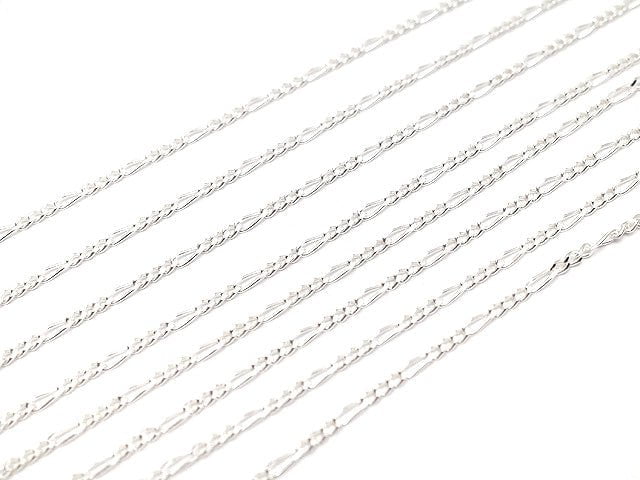 Silver925 Figaro (Long and Short) Chain 1.3mm Pure Silver Finish [40cm][45cm][50cm][60cm] Necklace 1pc