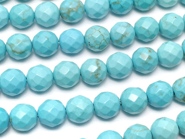 [Video] Magnesite Turquoise  64Faceted Round 6mm 1strand beads (aprx.14inch/35cm)