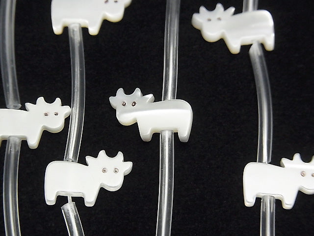 High Quality Mother of Pearl MOP AAA Cow Shape White 1strand (Approx 14pcs)