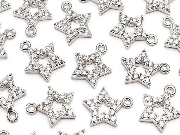Charm star with metal Parts CZ 10 x 8 mm silver color 3 pcs $3.79!