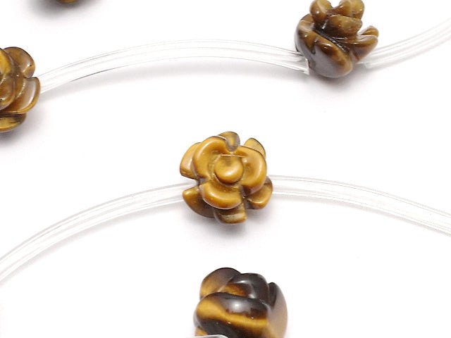 [Video] Yellow Tiger's Eye AAA Rose 10mm 1strand (8pcs)