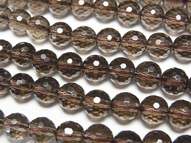 High Quality!  Smoky Quartz AAA 128Faceted Round 6mm "Special cut" 1/4 or 1strand