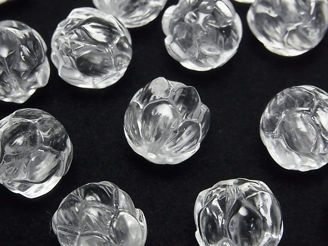 [Video]Crystal AAA Vertical Hole Lotus Carving 14mm 1pc