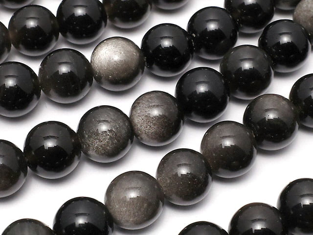 [Video] Silver Obsidian AAA Round 8mm 1strand beads (aprx.15inch/35cm)