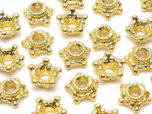 Metal Parts bead cap 6 x 6 x 3 mm gold color 10 pcs