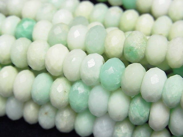[Video] High Quality! Chrysoprase AA+ Faceted Button Roundel 8x8x5mm half or 1strand beads (aprx.15inch / 38cm)