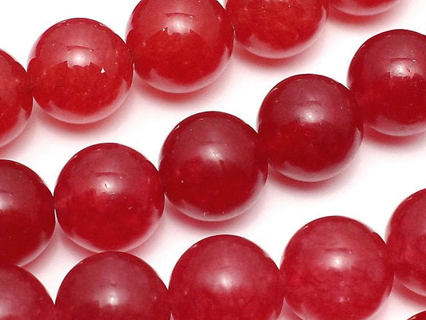 Red color Jade (clear type) Round 12mm 1strand beads (aprx.14inch/35cm)