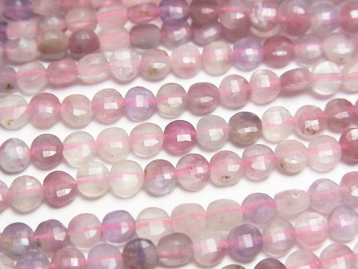 High Quality! Pink Tourmaline Silica AA+ Faceted Coin 4x4x2mm 1strand beads (aprx.15inch/36cm)