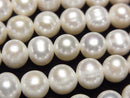 [Video] Fresh Water Pearl AA+ Potato 9mm White 1strand beads (aprx.15inch/36cm)