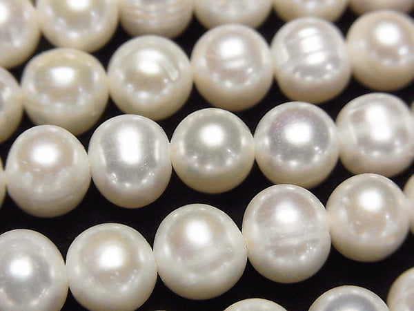 [Video] Fresh Water Pearl AA+ Potato 9mm White 1strand beads (aprx.15inch/36cm)