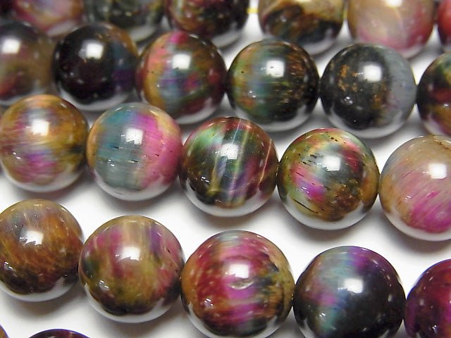 [Video] Mix Tiger's Eye AAA- Round 10mm 1strand beads (aprx.14inch / 35cm)