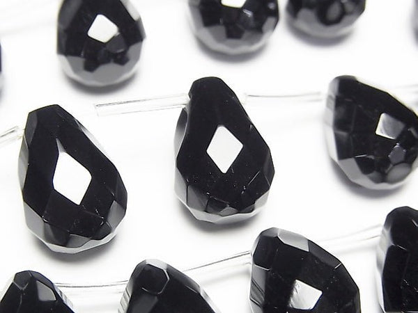 Onyx  Drop  Faceted Briolette 18x12x12mm half or 1strand beads (aprx.13inch/32cm)