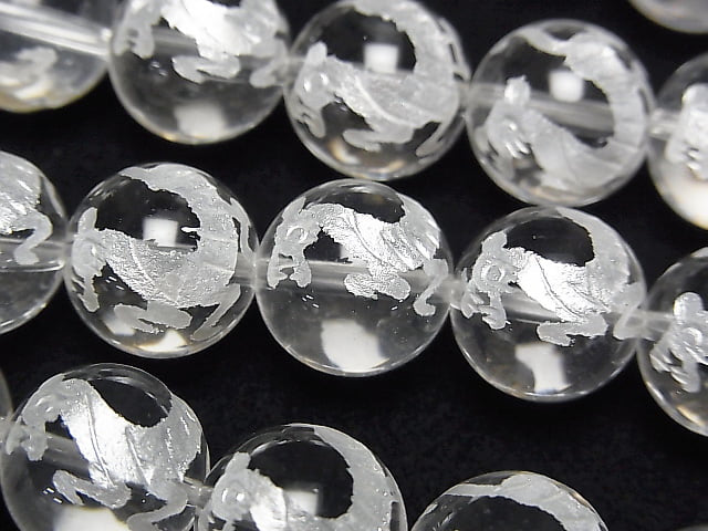 [Video] White! Tiger (Four Divine Beasts) Carving! Crystal AAA Round 10,12,14,16mm half or 1strand beads (aprx.14inch/35cm)