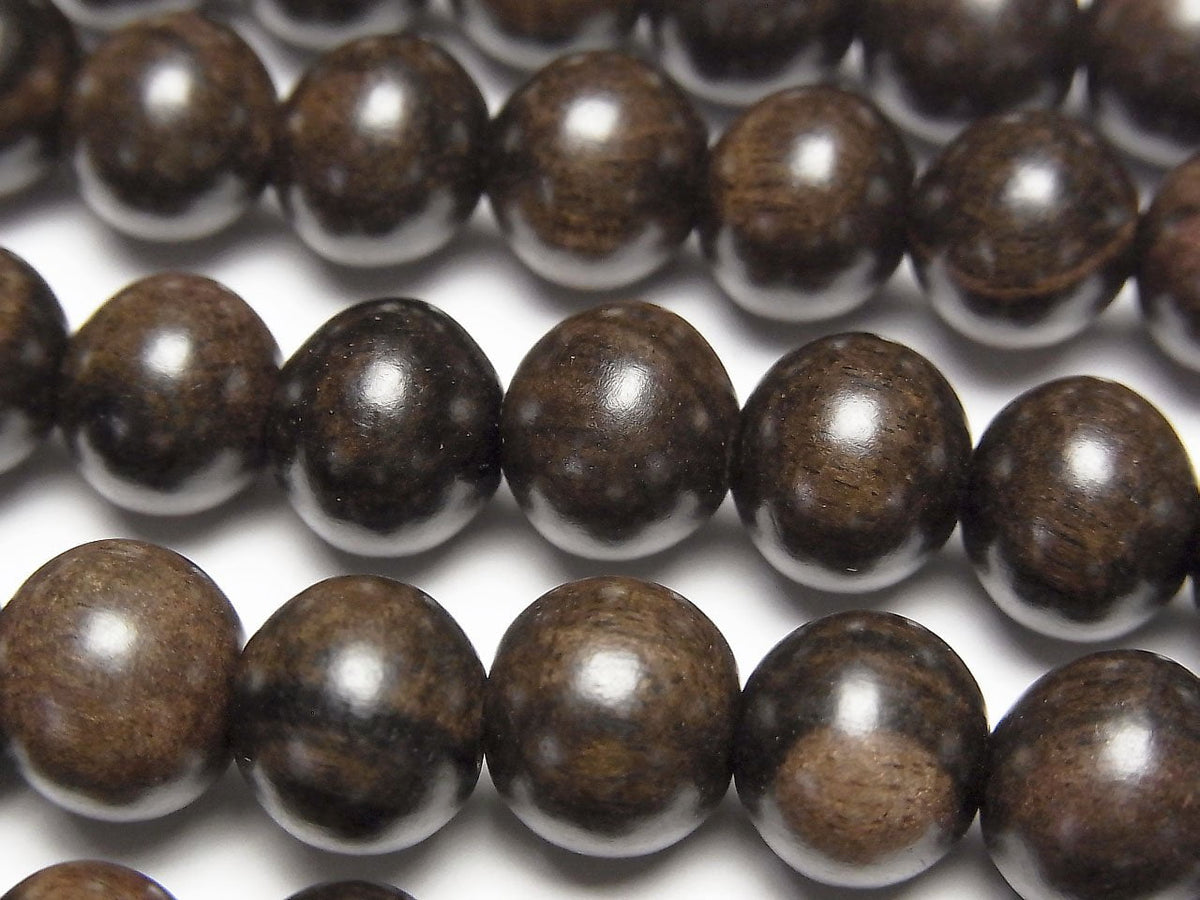 Ebony Wood Semi Round 10mm 1strand beads (aprx.15inch/38cm)