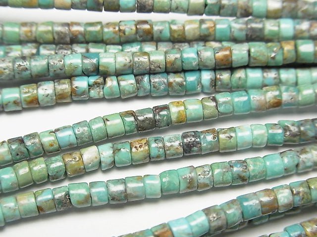 [Video] Turquoise AA++ Roundel (Heishi )3x3x2mm half or 1strand beads (aprx.15inch/38cm)