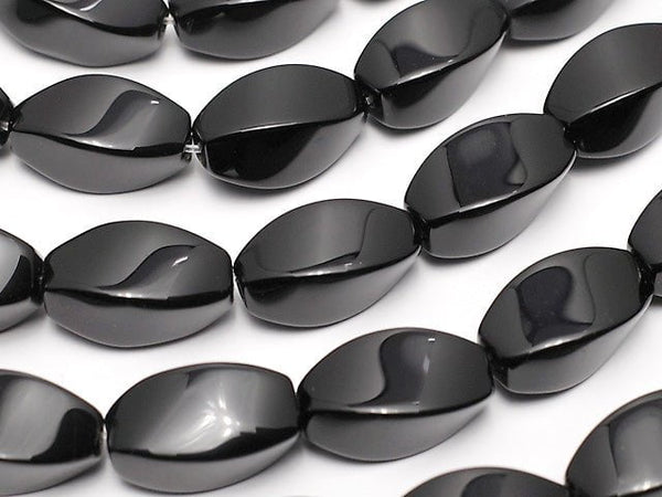 Onyx  Rice 4Faceted Faceted Twist 16x8x8mm half or 1strand beads (aprx.15inch/38cm)