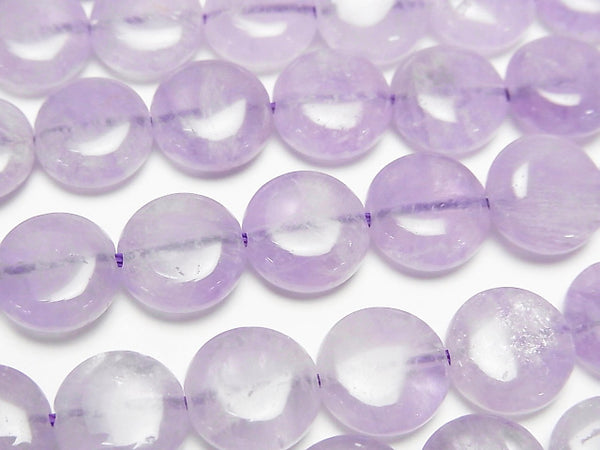 [Video] Lavender Amethyst AA ++ Coin 10x10x4mm half or 1strand beads (aprx.15inch / 37cm)