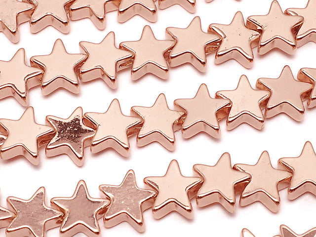[Video]Hematite Star 6x6mm Pink Gold Coated 1strand beads (aprx.15inch/37cm)
