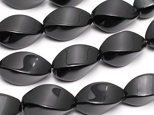 Onyx  Rice 4Faceted Faceted Twist 20x10x10mm half or 1strand beads (aprx.15inch/36cm)