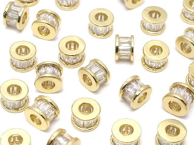 Metal parts Rondelle 6x6x4.5mm Gold (with CZ) 2pcs