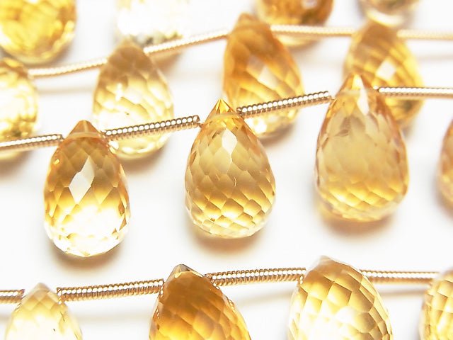 [Video]High Quality Citrine AAA Drop Faceted Briolette half or 1strand (14pcs )