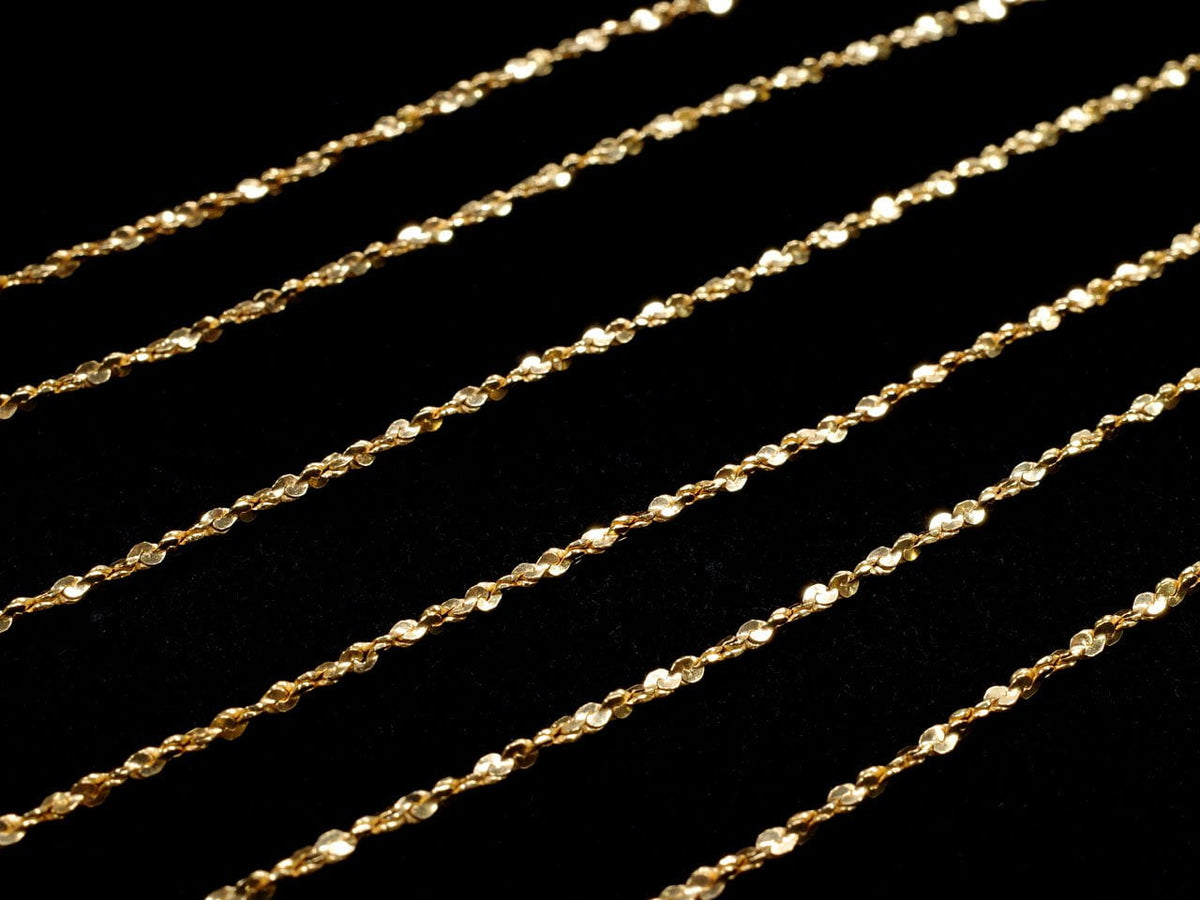Collier en argent 925 torsadé (en forme de S) 1,2 mm plaqué or 18 carats [40cm][45cm][50cm][60cm] 1 pièce