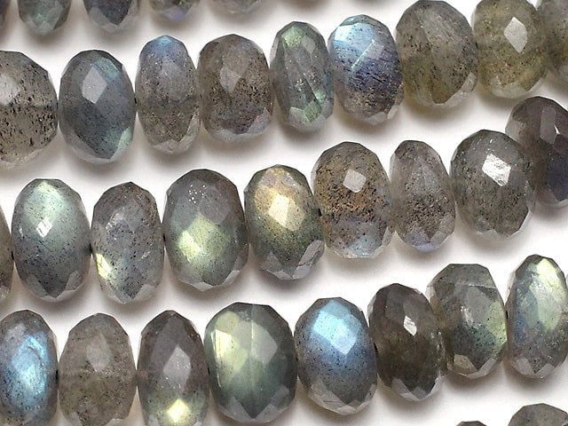 [Video] High Quality Labradorite AAA Faceted Button Rondelle Size Gradation half or 1strand beads (aprx.17inch / 42 cm)
