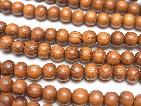 Bayon Wood Beads Semi Round 5mm 1strand beads (aprx.15inch / 38cm)