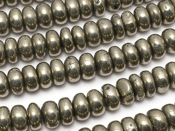 [Video]Pyrite Rondelle 6x6x3mm half or 1strand beads (aprx.15inch/38cm)