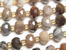 [Video]High Quality! Petrified Wood Faceted Button Rondelle 8x8x6mm 1strand beads (aprx.15inch/37cm)