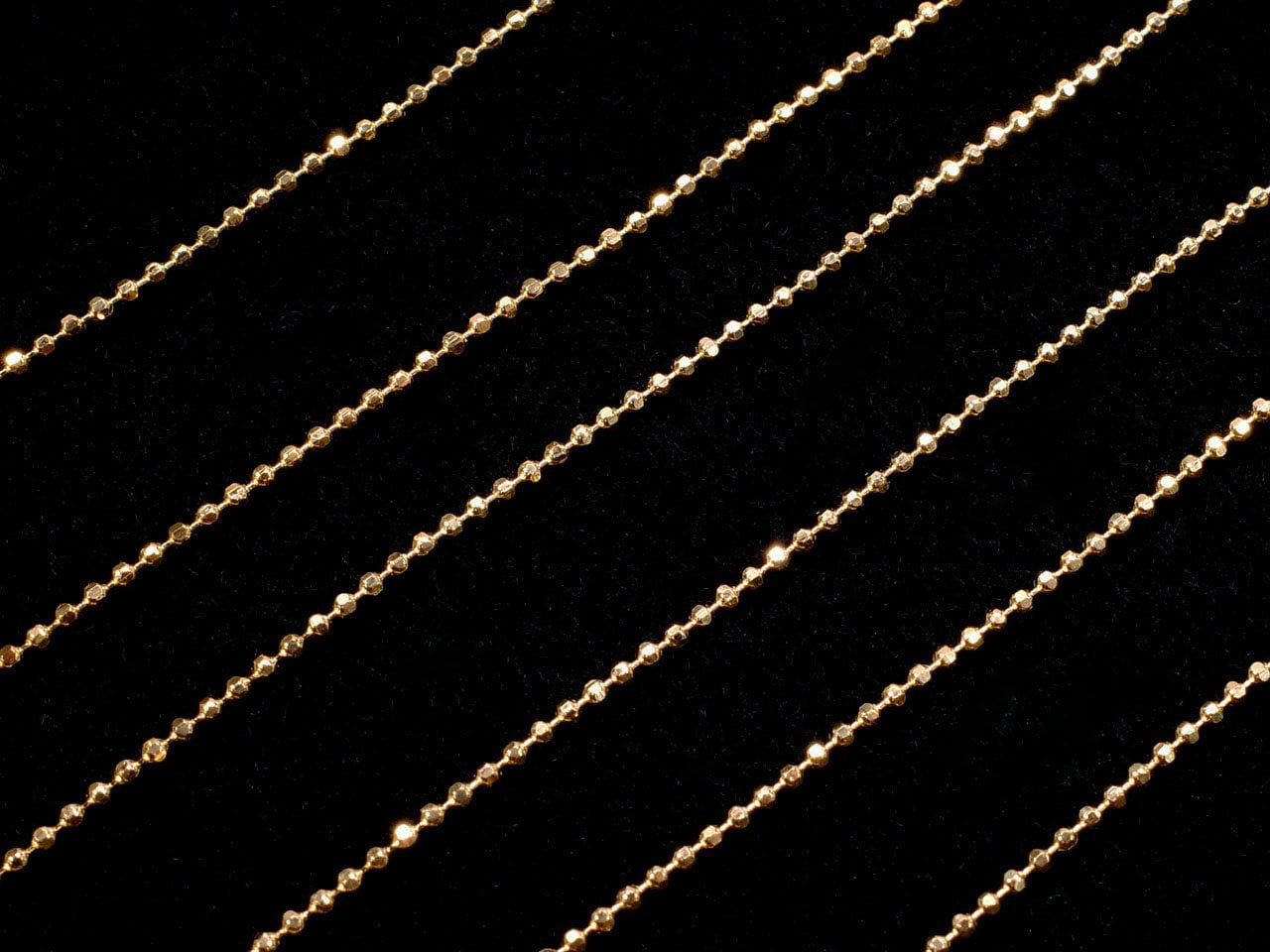Chaîne Billes Coupées Argent 925 avec Ajusteur Coulissant 1mm 18KGP [45cm] Collier 1pc