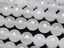 1strand $7.79! White Chalcedony 128 Faceted Round 8 mm 1strand beads (aprx.15 inch / 38 cm)