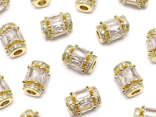 Metal Parts Roundel (Tube) 9 x 7 x 7 mm Gold Color (with CZ) 1 pc $3.79!